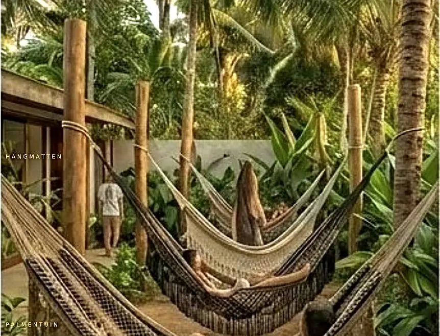 Hangmatten tussen de palmen